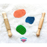 Set of Rolling Pins -2, wooden kitchen tool for children.Best Set of 2 Play Dough Rollers for Kids, featuring colorful rolling pins designed for fun and creative dough play, helping children enhance their fine motor skills and imagination.